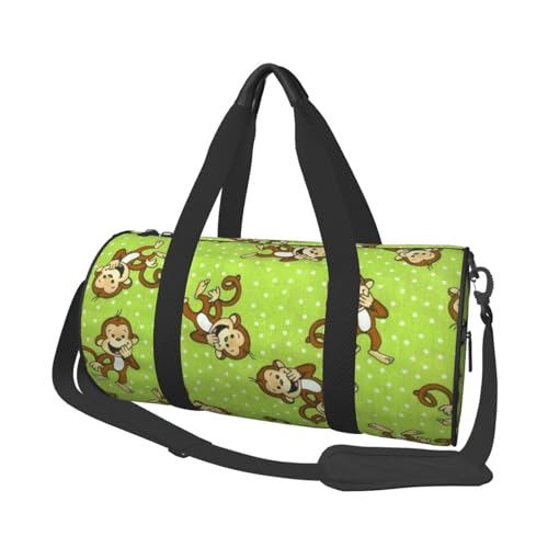 Green Clever Monkey Reisetasche, Organizer, Sporttasche, Turnbeutel, großer Druck, Polyester, Schultertasche für Damen und Herren, Schwarz , Einheitsgröße von HAHAFU