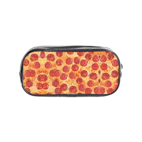 HAHAFU 3D Pizza Pepperoni transparentes PVC-Federmäppchen, transparente Make-up-Tasche für Schule, Büro, Reisen, Fitnessstudio, Zubehör, Organizer (komplett bedruckte Vorderseite) von HAHAFU