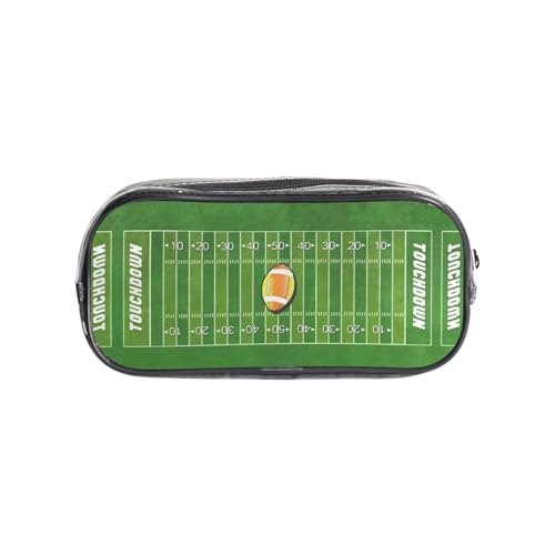 HAHAFU American Football Field Ball Sport transparentes PVC-Federmäppchen, transparente Make-up-Tasche für Schule, Büro, Reisen, Fitnessstudio, Zubehör, Organizer (komplett bedruckte Vorderseite) von HAHAFU