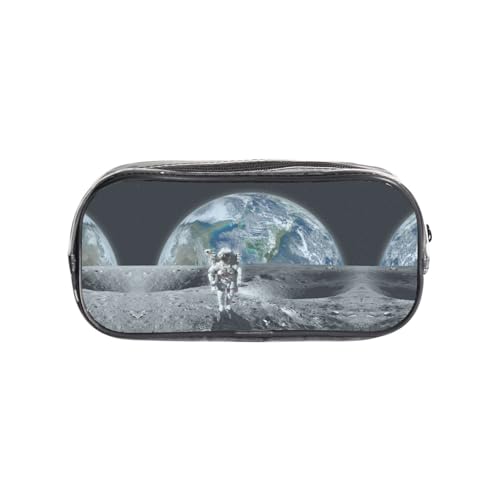 HAHAFU Astronaut transparentes PVC-Federmäppchen, transparente Make-up-Tasche für Schule, Büro, Reisen, Fitnessstudio, Zubehör, Organizer (komplett bedruckte Vorderseite) von HAHAFU