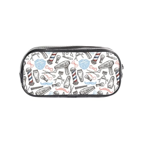 HAHAFU Barber Shop einfarbiger Stil, transparentes PVC-Federmäppchen, transparente Make-up-Tasche für Schule, Büro, Reisen, Fitnessstudio, Zubehör, Organizer (komplett bedruckte Vorderseite) von HAHAFU