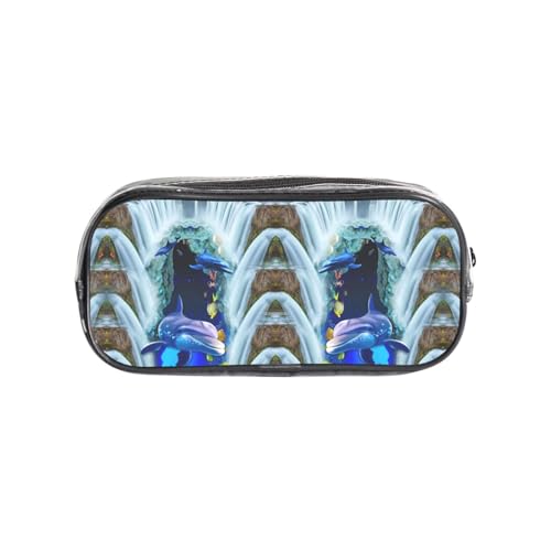 HAHAFU Blue Marine Life transparentes PVC-Federmäppchen, transparente Make-up-Tasche für Schule, Büro, Reisen, Fitnessstudio, Zubehör, Organizer (komplett bedruckte Vorderseite) von HAHAFU