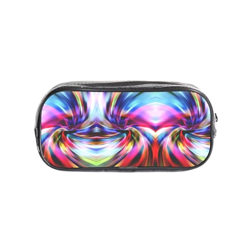 HAHAFU Buntes Batik-Federmäppchen, transparentes PVC-Federmäppchen, Make-up-Tasche für Schule, Büro, Reisen, Fitnessstudio, Zubehör, Organizer (komplett bedruckte Vorderseite) von HAHAFU