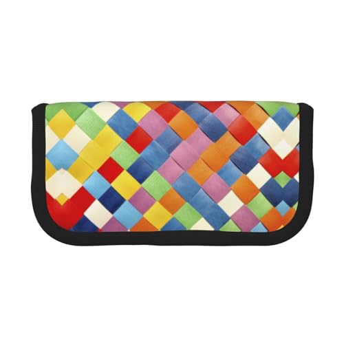 HAHAFU Buntes kariertes großes Federmäppchen aus Segeltuch für Mädchen und Jungen, niedlicher Druck, Schreibwaren, Organizer, Tasche, Schule, Büro, Federmäppchen, Schwarz , Einheitsgröße, von HAHAFU