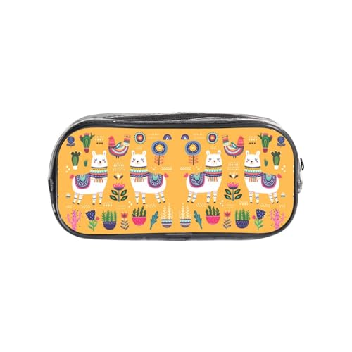 HAHAFU Cartoon-Alpaka-Federmäppchen, transparentes PVC-Federmäppchen, transparente Make-up-Tasche für Schule, Büro, Reisen, Fitnessstudio, Zubehör, Organizer (komplett bedruckte Vorderseite) von HAHAFU