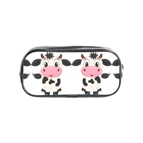HAHAFU Cartoon-Milch-Kuh-Federmäppchen, transparentes PVC-Federmäppchen, transparente Make-up-Tasche für Schule, Büro, Reisen, Fitnessstudio, Zubehör, Organizer (komplett bedruckte Vorderseite) von HAHAFU