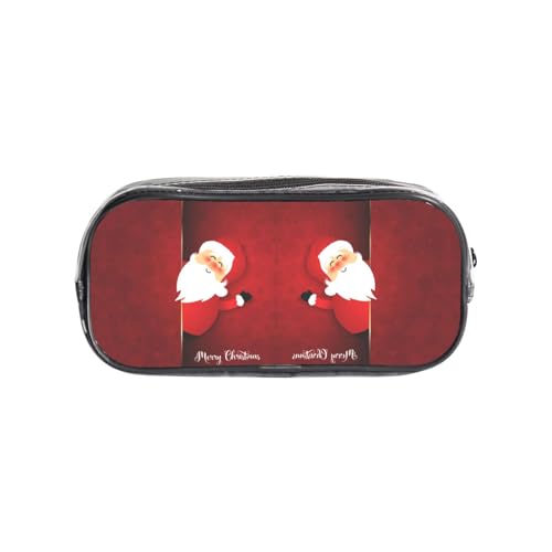HAHAFU Cartoon-Weihnachtsmann-Federmäppchen, transparentes PVC-Federmäppchen, transparente Make-up-Tasche für Schule, Büro, Reisen, Fitnessstudio, Zubehör, Organizer (komplett bedruckte Vorderseite) von HAHAFU