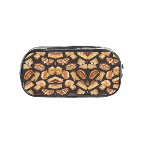 HAHAFU Cheese Sandwiches Federmäppchen, transparentes PVC-Federmäppchen, Make-up-Tasche für Schule, Büro, Reisen, Fitnessstudio, Zubehör, Organizer (komplett bedruckte Vorderseite) von HAHAFU