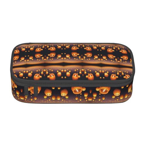 HAHAFU Chinesische fliegende Laternen, langlebig, großes Fassungsvermögen, Federmäppchen mit mehreren Fächern, bedruckt, wasserabweisend, Polyester, Schulbedarf-Organizer (quadratisches Design von HAHAFU