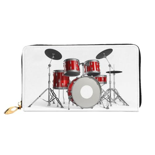 HAHAFU Cool Drum Set Damen-Geldbörsen, bedruckt, multifunktional, großes Fassungsvermögen, Reißverschluss, Kartenetuis, Schwarz , Einheitsgröße von HAHAFU