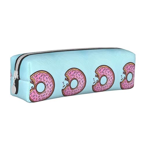 HAHAFU Donut-Federmäppchen für Mädchen und Jungen, niedlicher Druck, Leder, Schreibwaren, Organizer, Box, Schule, Bürobedarf, weiß, Einheitsgröße, Taschen-Organizer von HAHAFU