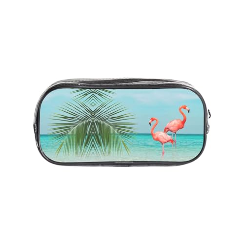 HAHAFU Federmäppchen, Motiv: Flamingo im Wasser, transparent, Make-up-Tasche für Schule, Büro, Reisen, Fitnessstudio, Zubehör, Organizer (komplett bedruckte Vorderseite) von HAHAFU