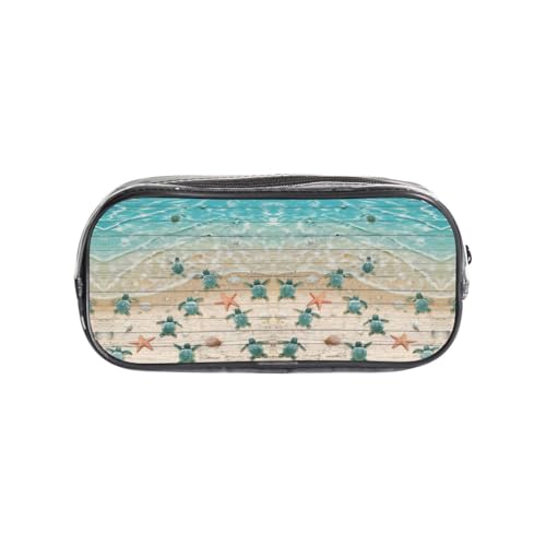 HAHAFU Federmäppchen, Motiv: Meeresschildkröte, transparent, Make-up-Tasche für Schule, Büro, Reisen, Fitnessstudio, Zubehör, Organizer (komplett bedruckte Vorderseite) von HAHAFU