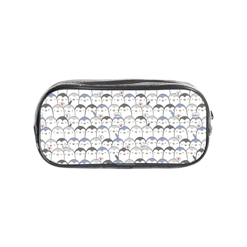 HAHAFU Federmäppchen, niedliches Pinguin, transparentes PVC-Federmäppchen, Make-up-Tasche für Schule, Büro, Reisen, Fitnessstudio, Zubehör, Organizer (komplett bedruckte Vorderseite) von HAHAFU