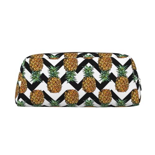 HAHAFU Federmäppchen aus Leder, Motiv: Sommerananas, für Mädchen und Jungen, bedruckt, Schreibwaren, Organizer, Tasche, Schule, Büro, Federmäppchen, silber, Einheitsgröße, Taschen-Organizer von HAHAFU