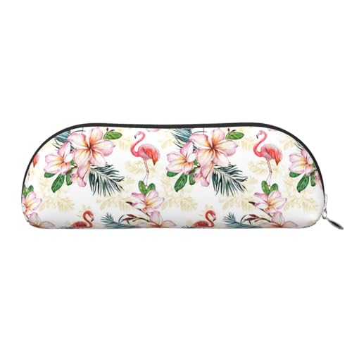 HAHAFU Federmäppchen aus Leder mit Flamingo-Blumen für Mädchen und Jungen, niedlicher Druck, Schreibwaren, Organizer, Tasche, Schule, Büro, Federmäppchen, silber, Einheitsgröße, Taschen-Organizer von HAHAFU