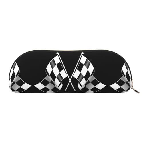 HAHAFU Federmäppchen aus Leder mit kariertem Flaggenmuster, für Mädchen und Jungen, niedlicher Druck, Schreibwaren, Organizer, Tasche, Schule, Büro, Federmäppchen, gold, Einheitsgröße, von HAHAFU