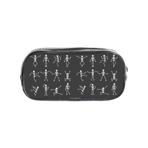 HAHAFU Federmäppchen aus PVC, Motiv: niedliches Skelett, transparent, Make-up-Tasche für Schule, Büro, Reisen, Fitnessstudio, Zubehör, Organizer (komplett bedruckte Vorderseite) von HAHAFU