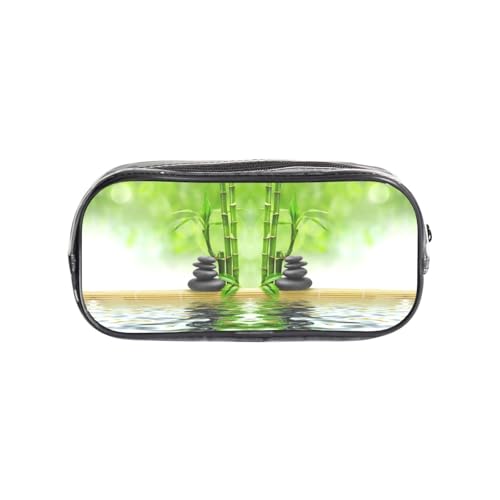 HAHAFU Federmäppchen aus transparentem Bambus, aus PVC, für Schule, Büro, Reisen, Fitnessstudio, Zubehör, Organizer (komplett bedruckte Vorderseite) von HAHAFU