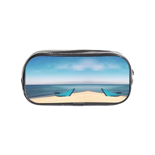 HAHAFU Federmäppchen aus transparentem PVC, Motiv: Boot und Meer, transparente Make-up-Tasche für Schule, Büro, Reisen, Fitnessstudio, Zubehör (komplett bedruckte Vorderseite) von HAHAFU