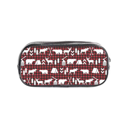 HAHAFU Federmäppchen aus transparentem PVC, Motiv: Kuh und Hirschbaum, transparent, Make-up-Tasche für Schule, Büro, Reisen, Fitnessstudio, Zubehör, Organizer (komplett bedruckte Vorderseite) von HAHAFU