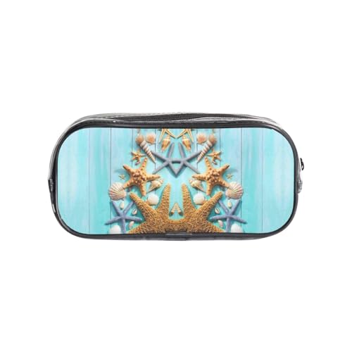 HAHAFU Federmäppchen aus transparentem PVC, Motiv: Meeresmuscheln, transparente Make-up-Tasche für Schule, Büro, Reisen, Fitnessstudio, Zubehör (komplett bedruckte Vorderseite) von HAHAFU