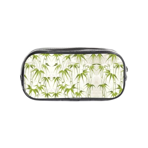 HAHAFU Federmäppchen aus transparentem PVC, Motiv: grüne Bambus, Naturpflanze, transparente Make-up-Tasche für Schule, Büro, Reisen, Fitnessstudio, Zubehör (komplett bedruckte Vorderseite) von HAHAFU