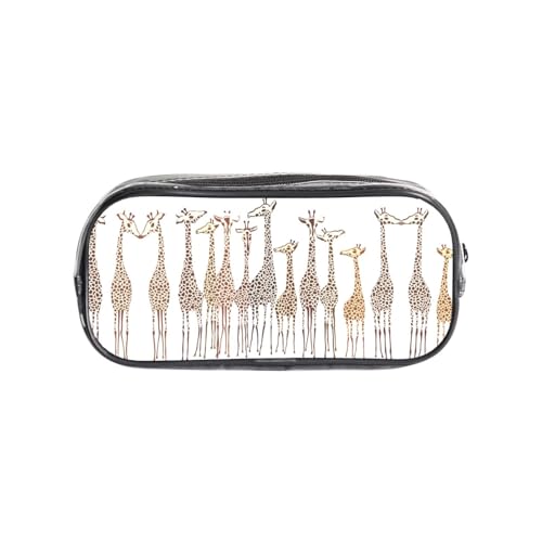 HAHAFU Federmäppchen aus transparentem PVC, Motiv: wilde Cartoon-Giraffen, Make-up-Tasche für Schule, Büro, Reisen, Fitnessstudio, Zubehör, Organizer (komplett bedruckte Vorderseite) von HAHAFU
