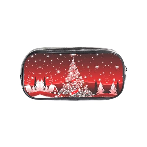 HAHAFU Federmäppchen aus transparentem PVC, Weihnachtsdekoration, für Schule, Büro, Reisen, Fitnessstudio, Zubehör, Organizer (komplett bedruckte Vorderseite) von HAHAFU