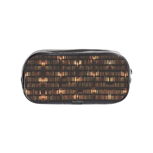 HAHAFU Federmäppchen für Bibliotheks-Bücherregal, transparentes PVC-Federmäppchen, transparente Make-up-Tasche für Schule, Büro, Reisen, Fitnessstudio, Zubehör (komplett bedruckte Vorderseite) von HAHAFU