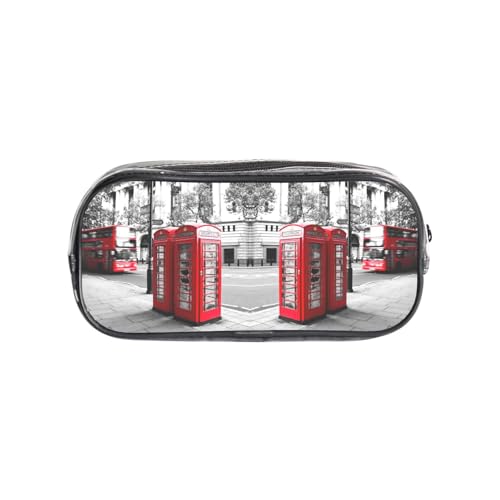 HAHAFU Federmäppchen für Telefonzelle, transparentes PVC-Federmäppchen, Make-up-Tasche für Schule, Büro, Reisen, Fitnessstudio, Zubehör, Organizer (komplett bedruckte Vorderseite) von HAHAFU