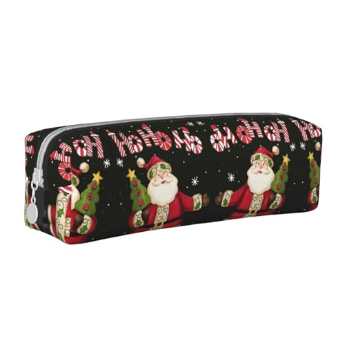 HAHAFU Federmäppchen mit Aufschrift "Merry Christmas" für Mädchen und Jungen, bedrucktes Leder, Schreibwaren-Organizer, Box, Schule, Büro, Federmäppchen, weiß, Einheitsgröße, Taschen-Organizer von HAHAFU