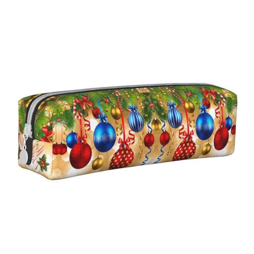 HAHAFU Federmäppchen mit Aufschrift "Merry Christmas" für Mädchen und Jungen, niedlicher Druck, Leder, Schreibwaren, Organizer, Box, Schule, Bürobedarf, weiß, Einheitsgröße, Taschen-Organizer von HAHAFU