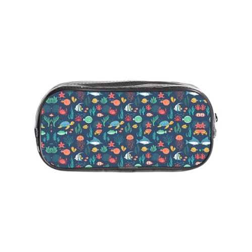 HAHAFU Federmäppchen mit Fischschildkröte, Quallen, transparentes PVC-Federmäppchen, transparente Make-up-Tasche für Schule, Büro, Reisen, Fitnessstudio, Zubehör, Organizer (komplett bedruckte von HAHAFU