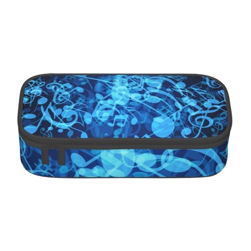 HAHAFU Federmäppchen mit Musiknoten, strapazierfähig, großes Fassungsvermögen, mit mehreren Fächern, bedruckt, wasserabweisend, Polyester, Schulbedarf-Organizer (quadratisches Design), Schwarz von HAHAFU