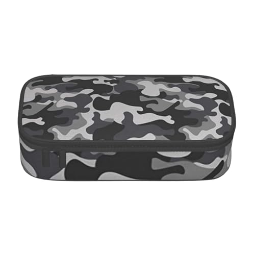 HAHAFU Federmäppchen mit abstraktem Camouflage-Muster, langlebig, großes Fassungsvermögen, mit mehreren Fächern, bedruckt, wasserabweisend, Polyester, Schulbedarf-Organizer (quadratisches Design von HAHAFU