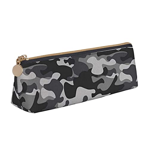 HAHAFU Federmäppchen mit abstraktem Camouflage-Muster für Mädchen und Jungen, bedrucktes Leder, Schreibwaren-Organizer, Box, Schule, Bürobedarf, weiß, Einheitsgröße, Taschen-Organizer von HAHAFU