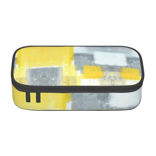 HAHAFU Federmäppchen mit abstrakter Kunstmalerei, langlebig, großes Fassungsvermögen, mit mehreren Fächern, bedruckt, wasserabweisend, Polyester, Schulbedarf-Organizer (quadratisches Design), Schwarz von HAHAFU