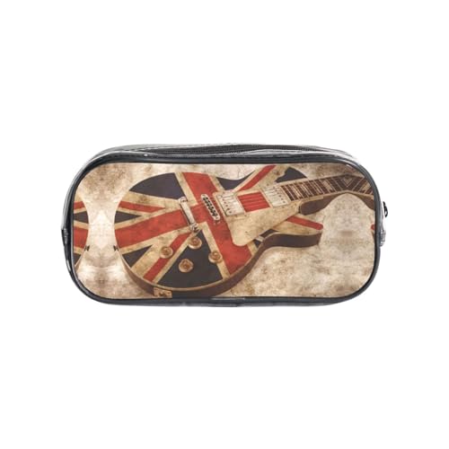 HAHAFU Federmäppchen mit britischer Flagge, transparentes PVC-Federmäppchen, Make-up-Tasche für Schule, Büro, Reisen, Fitnessstudio, Zubehör, Organizer (komplett bedruckte Vorderseite) von HAHAFU