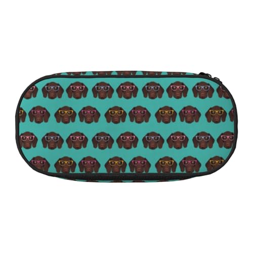 HAHAFU Federmäppchen mit doppeltem Reißverschluss, großes Fassungsvermögen, knautschfester Polyester-Organizer mit 4 Stiftfächern und Netztasche für Schule, Büro, Reisen (Volldruckdesign) von HAHAFU