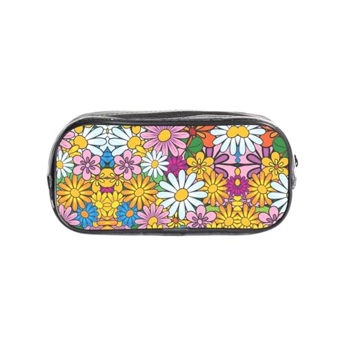 HAHAFU Federmäppchen mit niedlichen Cartoon-Blumen, transparentes PVC-Federmäppchen, transparente Make-up-Tasche für Schule, Büro, Reisen, Fitnessstudio, Zubehör, Organizer (komplett bedruckte von HAHAFU