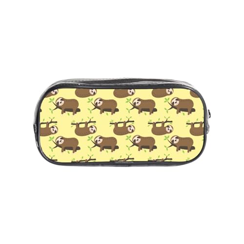 HAHAFU Federmäppchen mit niedlichen Faultieren auf gelben Zitronen, transparentes PVC-Federmäppchen, transparente Make-up-Tasche für Schule, Büro, Reisen, Fitnessstudio, Zubehör, Organizer (komplett von HAHAFU