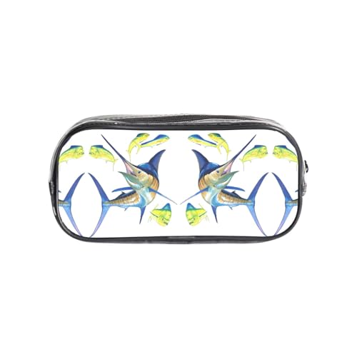 HAHAFU Fish Art transparentes PVC-Federmäppchen, transparente Make-up-Tasche für Schule, Büro, Reisen, Fitnessstudio, Zubehör, Organizer (komplett bedruckte Vorderseite) von HAHAFU