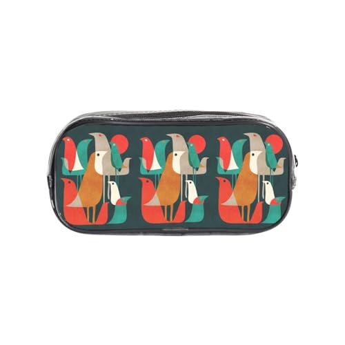 HAHAFU Flock of Birds transparentes PVC-Federmäppchen, transparente Make-up-Tasche für Schule, Büro, Reisen, Fitnessstudio, Zubehör, Organizer (komplett bedruckte Vorderseite) von HAHAFU