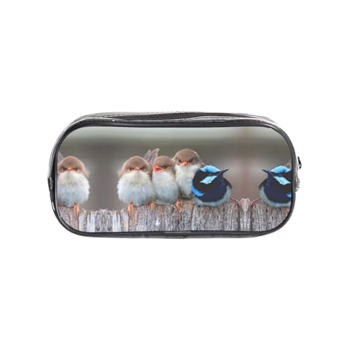 HAHAFU Four Birds transparentes PVC-Federmäppchen, transparente Make-up-Tasche für Schule, Büro, Reisen, Fitnessstudio, Zubehör, Organizer (komplett bedruckte Vorderseite) von HAHAFU