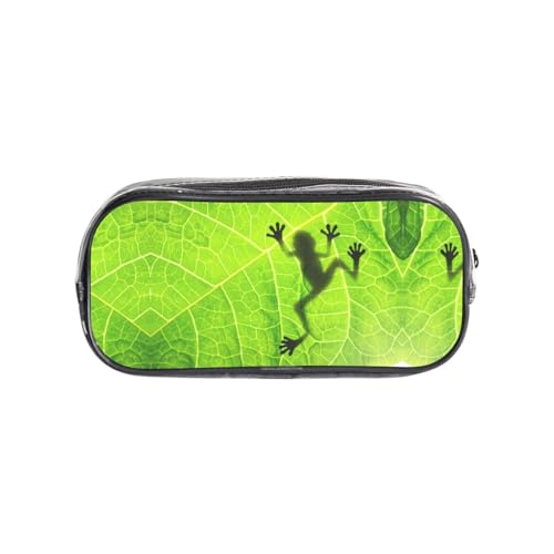 HAHAFU Froschblätter, transparentes PVC-Federmäppchen, transparente Make-up-Tasche für Schule, Büro, Reisen, Fitnessstudio, Zubehör, Organizer (komplett bedruckte Vorderseite) von HAHAFU