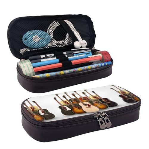 HAHAFU Gitarren-Federmäppchen für Mädchen und Jungen, Leder, personalisierbarer Druck, großes Schreibwaren-Federmäppchen mit Fächern., Schwarz , Einheitsgröße, Taschen-Organizer HAHAFU Gitarren-Federmäppchen für Mädchen und Jungen, Leder, personalisierbarer Druck, großes Schreibwaren-Federmäppchen mit Fächern., Schwarz , Einheitsgröße, Taschen-Organizer von HAHAFU