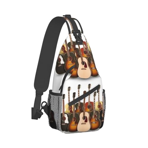 HAHAFU Gitarren-Umhängetasche, bedruckt, leicht, bequem, Crossbody-Tasche für Männer und Frauen, Reisen, Outdoor, Schwarz , Einheitsgröße von HAHAFU