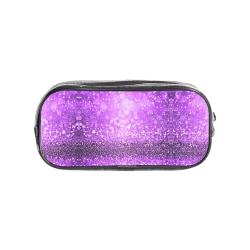 HAHAFU Glitzerndes violettes Glitzer-PVC-Federmäppchen, transparente Make-up-Tasche für Schule, Büro, Reisen, Fitnessstudio, Zubehör, Organizer (komplett bedruckte Vorderseite) von HAHAFU