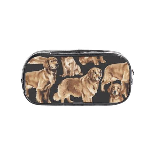 HAHAFU Golden Retrievers transparentes PVC-Federmäppchen, transparente Make-up-Tasche für Schule, Büro, Reisen, Fitnessstudio, Zubehör, Organizer (komplett bedruckte Vorderseite) von HAHAFU